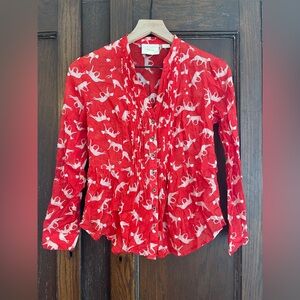 Maeve Red Blouse with White cheetah